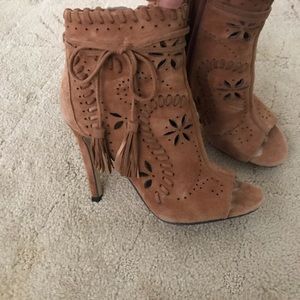 Ivanka Trump camel suede booties